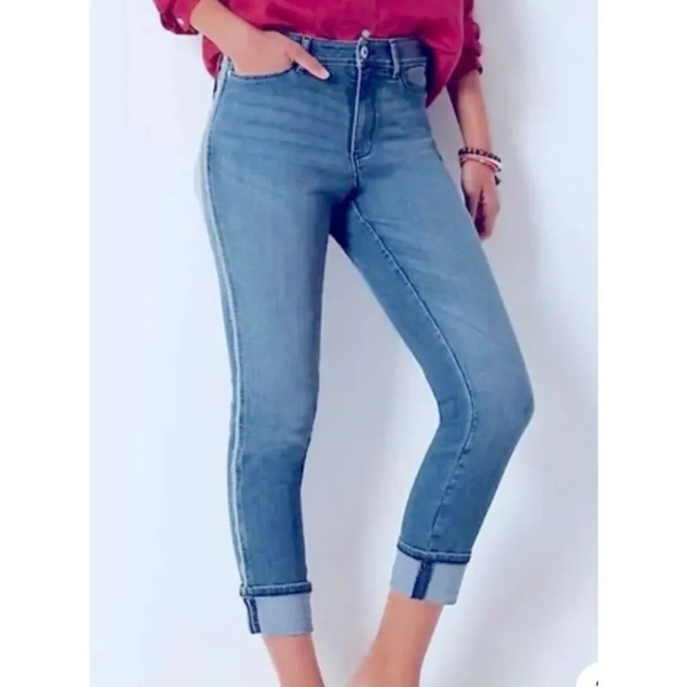 J.Jill high rise crop frayed detail jeans size 4